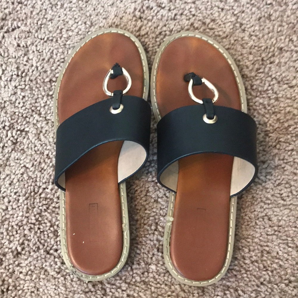 Black and gold sandals